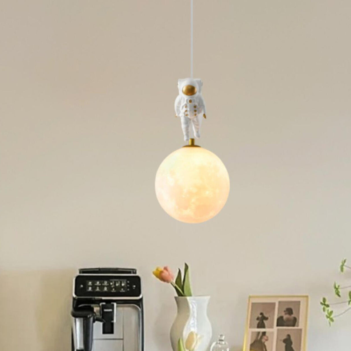 Kids 1 Light Gold Globe Metal Bedroom Pendant Light Image - 6