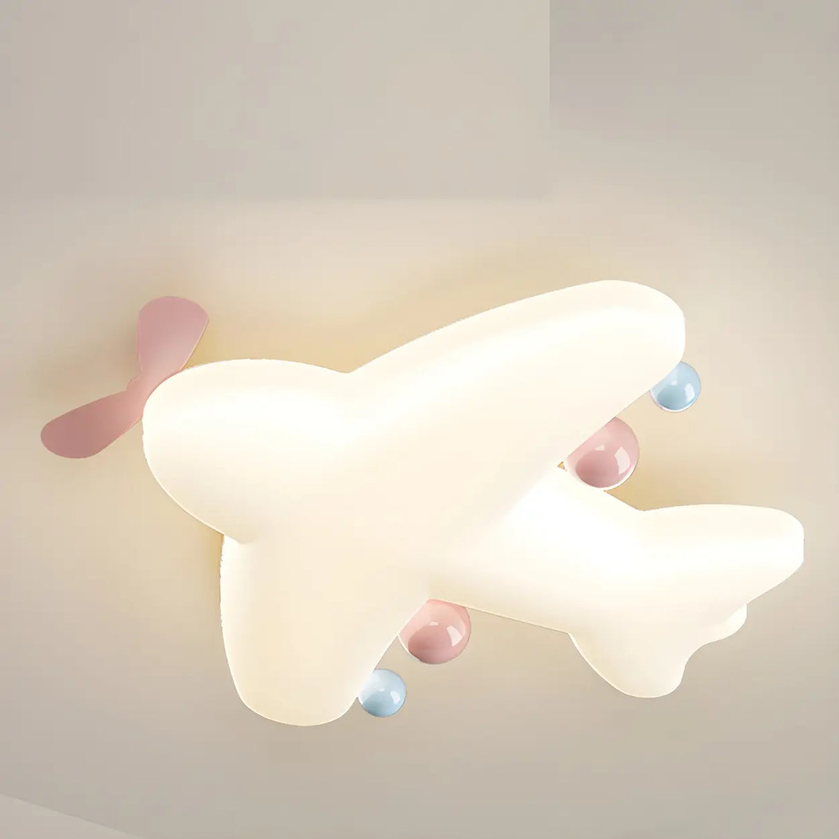 Kids Adorable Pink Airplane Resin LED Flush Mount Light Image - 7