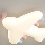 Kids Adorable Pink Airplane Resin LED Flush Mount Light Image - 8