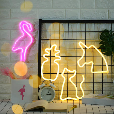 Kids Animal Unicorn White Plastic Wall Neon Night Lamp Image - 2