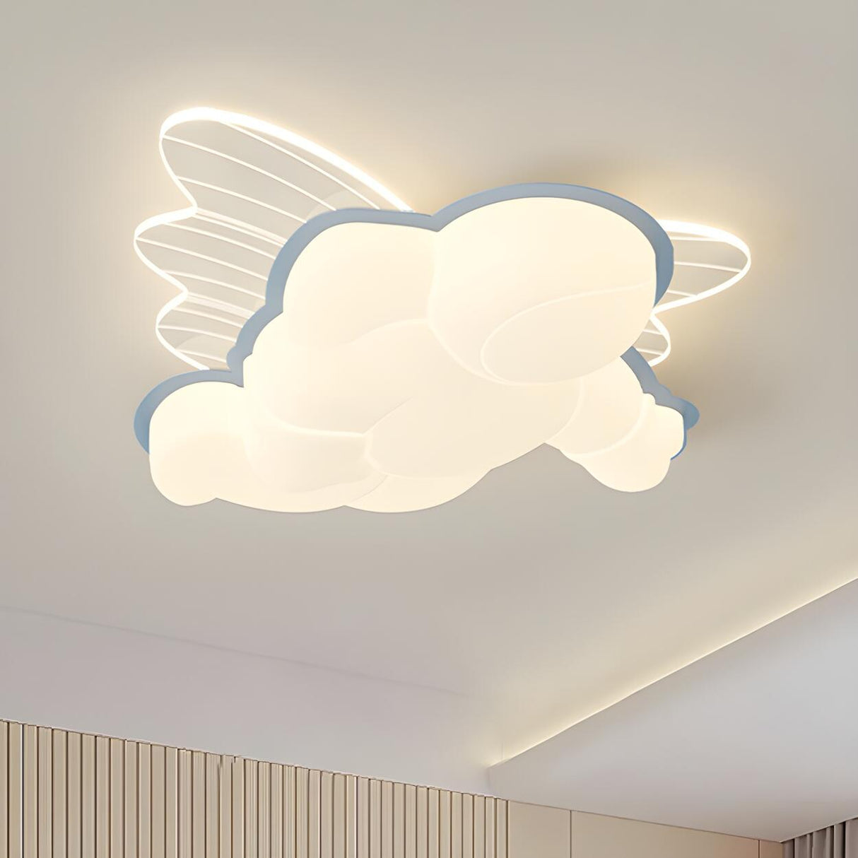 Kids Bedroom Airplane LED Flush Mount Ceiling Fixture Image - 12