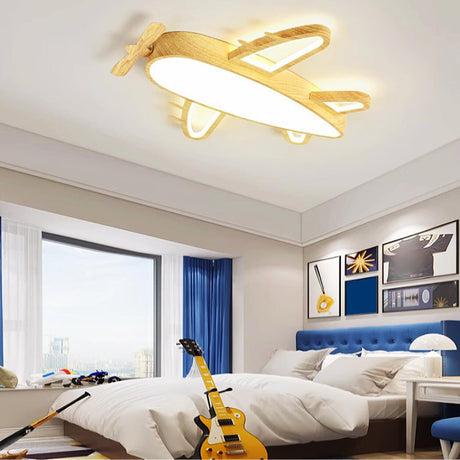 Kids Bedroom Airplane LED Flush Mount Ceiling Light Image - 1