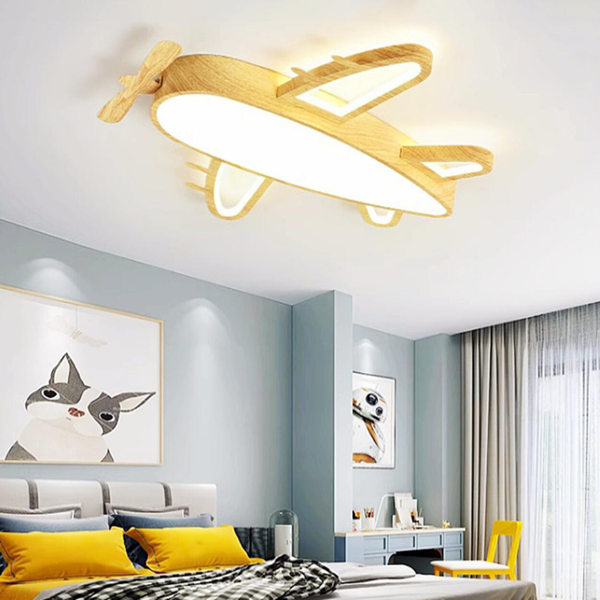 Kids Bedroom Airplane LED Flush Mount Ceiling Light Image - 14