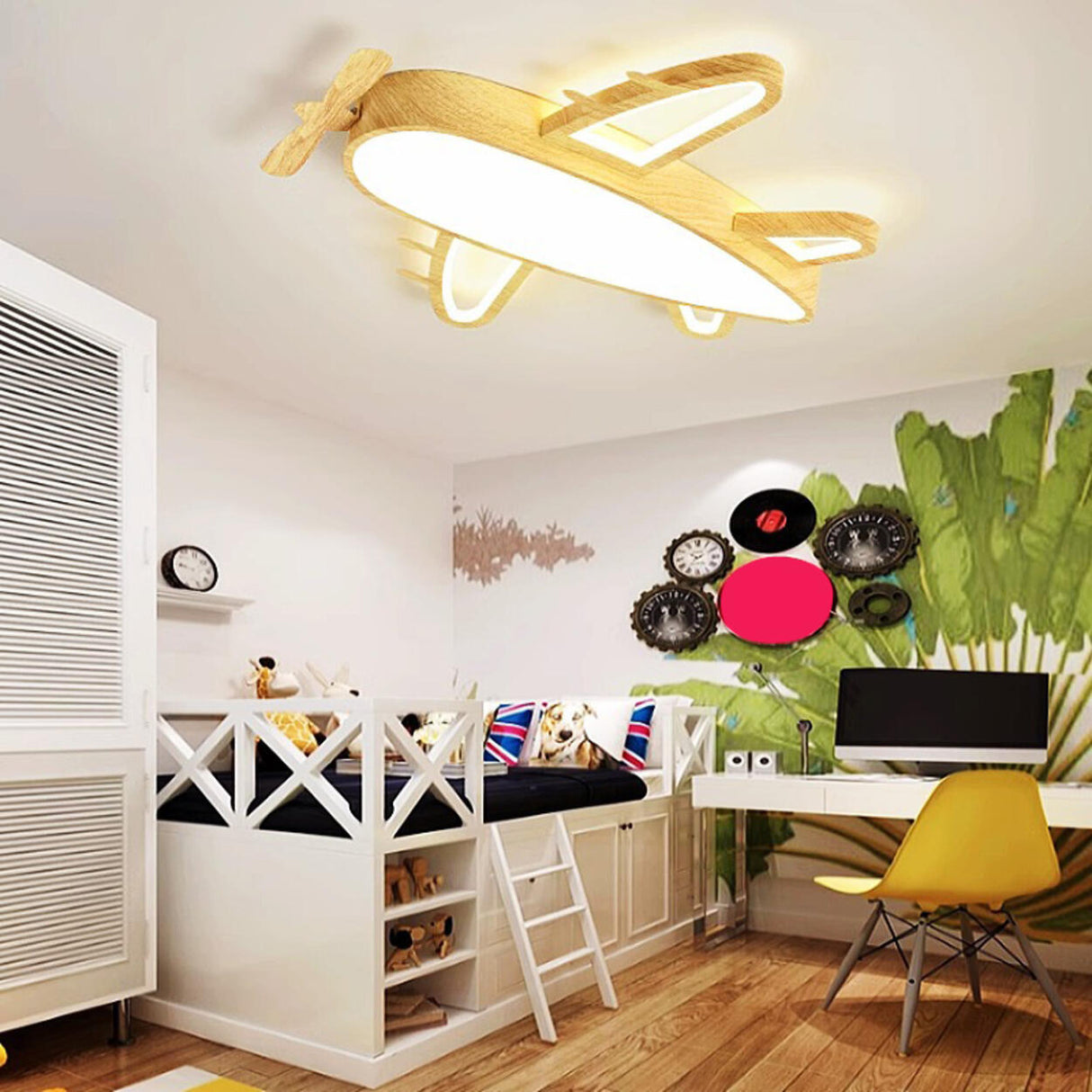 Kids Bedroom Airplane LED Flush Mount Ceiling Light Image - 3