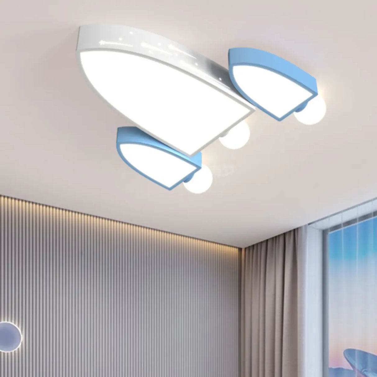 Kids Bedroom Airplane-Shaped Flush Mount Ceiling Light Image - 1