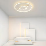 Kids Bedroom Airplane White Round Flush Mount Light Image - 10