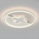 Kids Bedroom Airplane White Round Flush Mount Light Image - 9