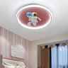 Kids Bedroom Angel Pink Round Flush Mount Ceiling Light Image - 3