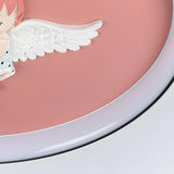 Kids Bedroom Angel Pink Round Flush Mount Ceiling Light Image - 7