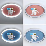 Kids Bedroom Angel Pink Round Flush Mount Ceiling Light Image - 8