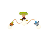 Kids Bedroom Animal Curved Semi-Flush Mount Lamp 3-Bulb Image - 3