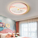 Kids Bedroom Astronaut White Round Flush Mount Light Image - 10