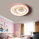 Kids Bedroom Astronaut White Round Flush Mount Light Image - 11