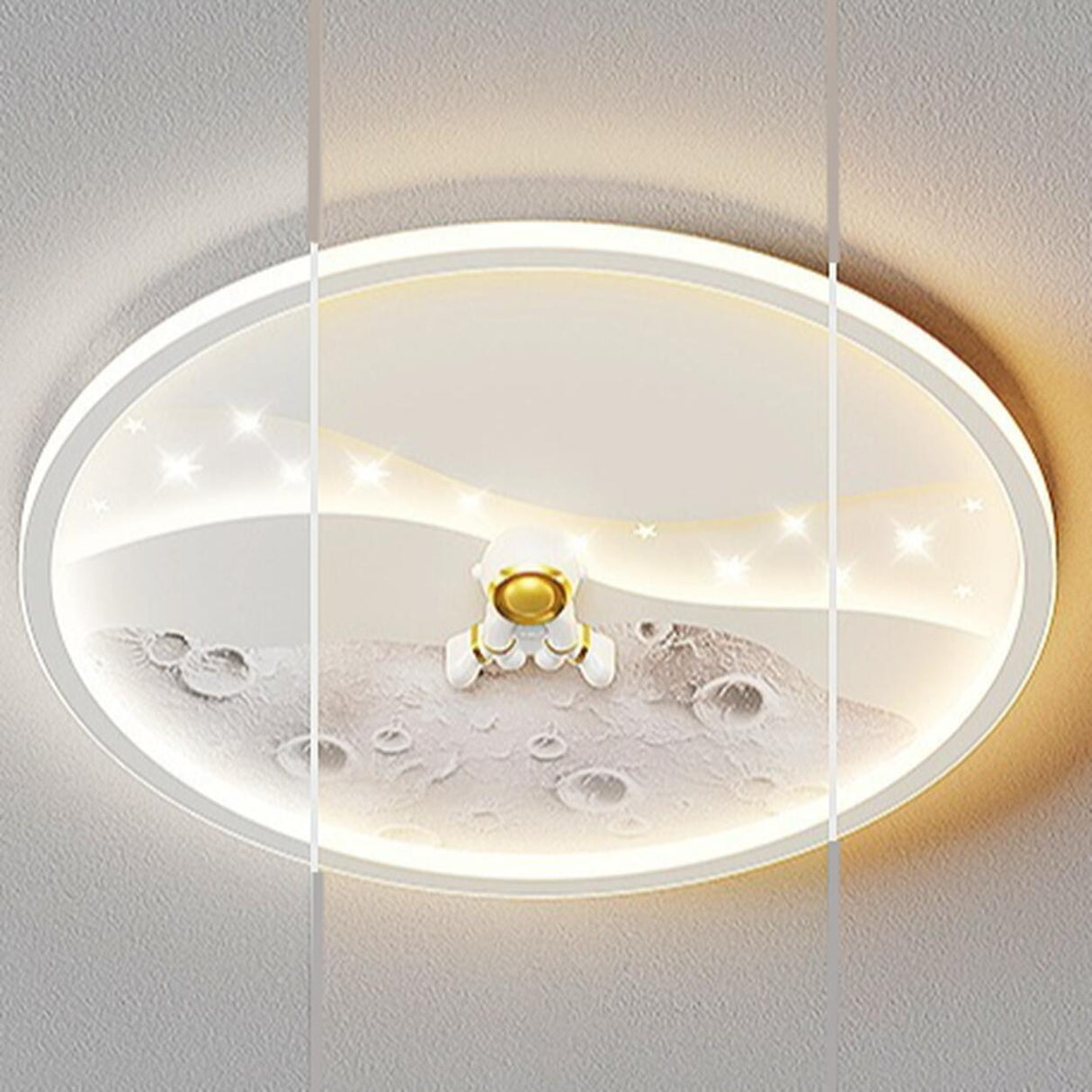 Kids Bedroom Astronaut White Round Flush Mount Light Image - 6