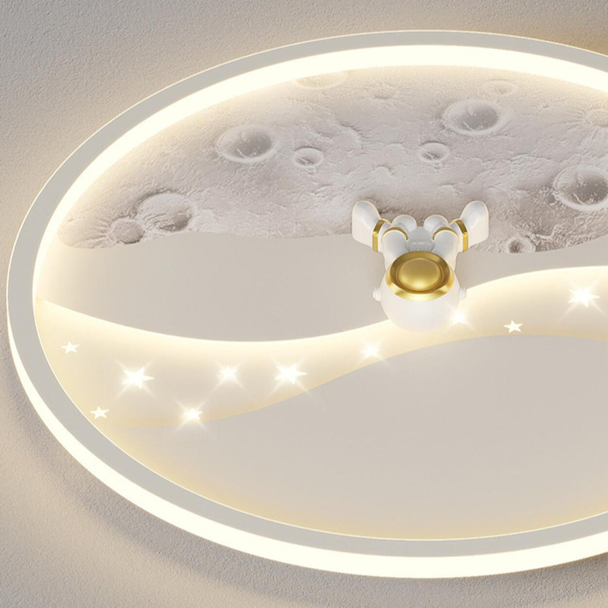 Kids Bedroom Astronaut White Round Flush Mount Light Image - 7