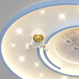 Kids Bedroom Astronaut White Round Flush Mount Light Image - 8