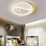 Kids Bedroom Astronaut White Round Flush Mount Light Image - 9