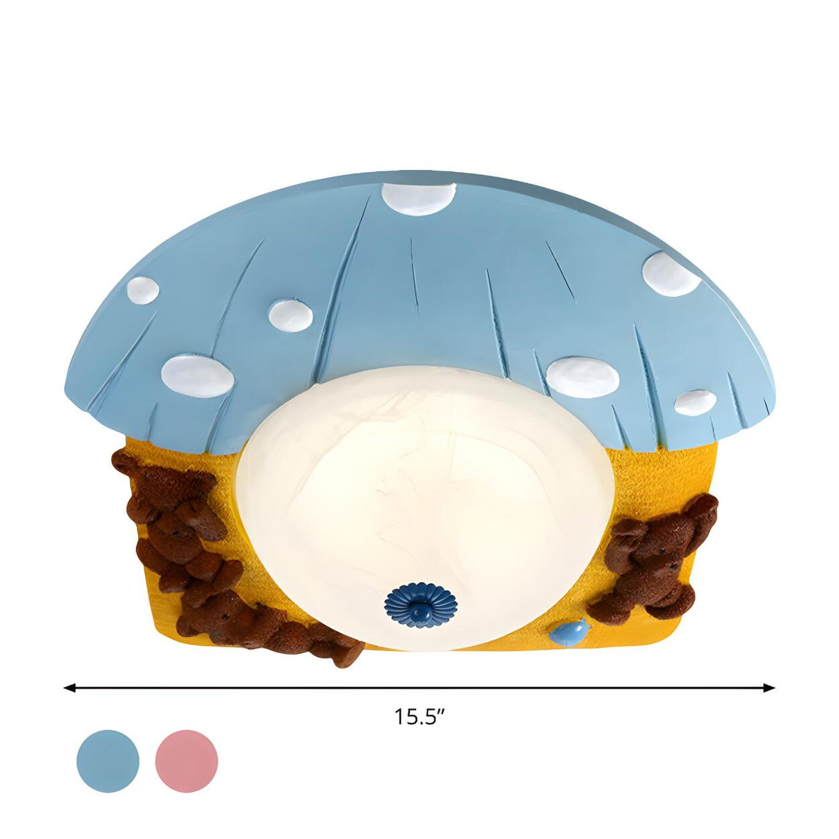 Kids Bedroom Bear Mushroom Resin LED Flush Mount Light Image - 4