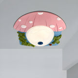 Kids Bedroom Bear Mushroom Resin LED Flush Mount Light Image - 6