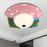 Kids Bedroom Bear Mushroom Resin LED Flush Mount Light Image - 7