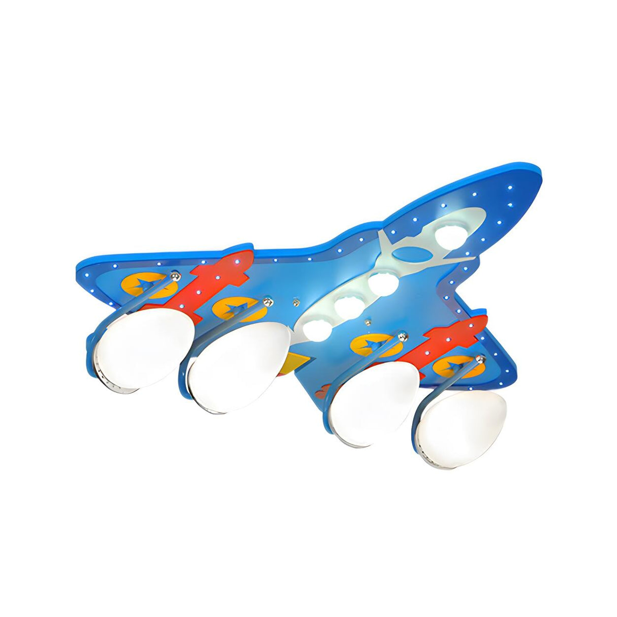 Kids Bedroom Blue Airplane Flush Mount Light 4-Light Image - 3