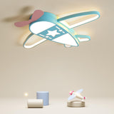 Kids Bedroom Blue Airplane LED Flush Mount Ceiling Lamp Image - 11