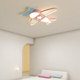 Kids Bedroom Blue Airplane LED Flush Mount Ceiling Lamp Image - 4