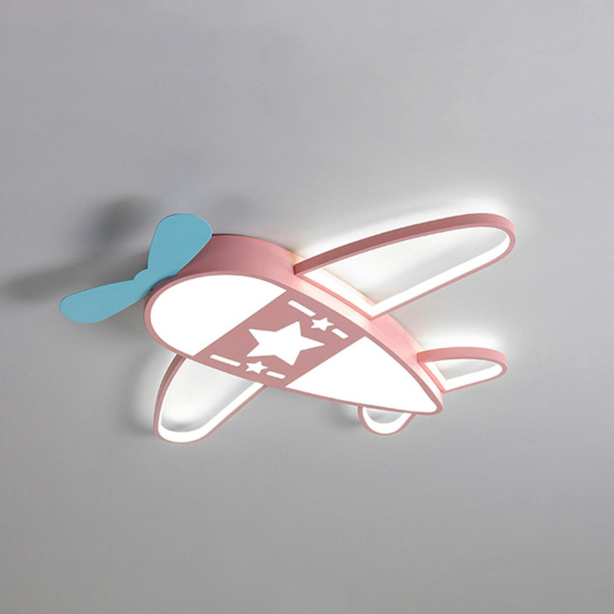 Kids Bedroom Blue Airplane LED Flush Mount Ceiling Lamp Image - 8