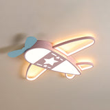 Kids Bedroom Blue Airplane LED Flush Mount Ceiling Lamp Image - 9