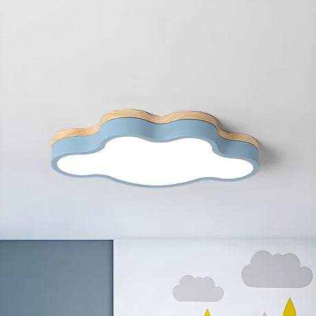 Kids Bedroom Blue Cloud-Shaped LED Flush Mount Light Image - 1