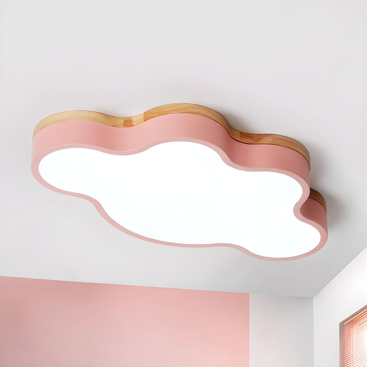 Kids Bedroom Blue Cloud-Shaped LED Flush Mount Light Image - 12