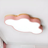 Kids Bedroom Blue Cloud-Shaped LED Flush Mount Light Image - 13