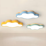 Kids Bedroom Blue Cloud-Shaped LED Flush Mount Light Image - 2