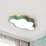 Kids Bedroom Blue Cloud-Shaped LED Flush Mount Light Image - 4