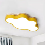 Kids Bedroom Blue Cloud-Shaped LED Flush Mount Light Image - 8