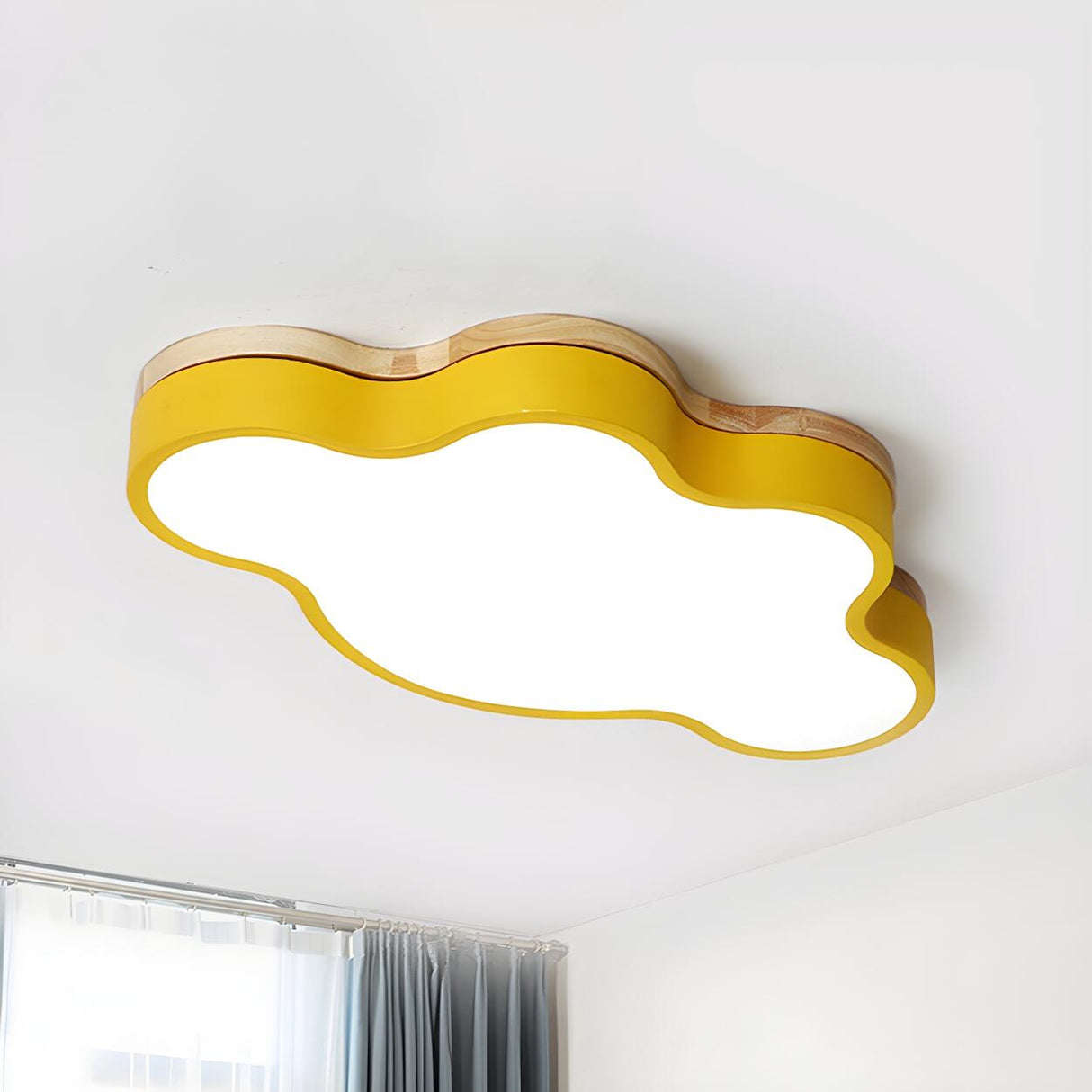 Kids Bedroom Blue Cloud-Shaped LED Flush Mount Light Image - 9