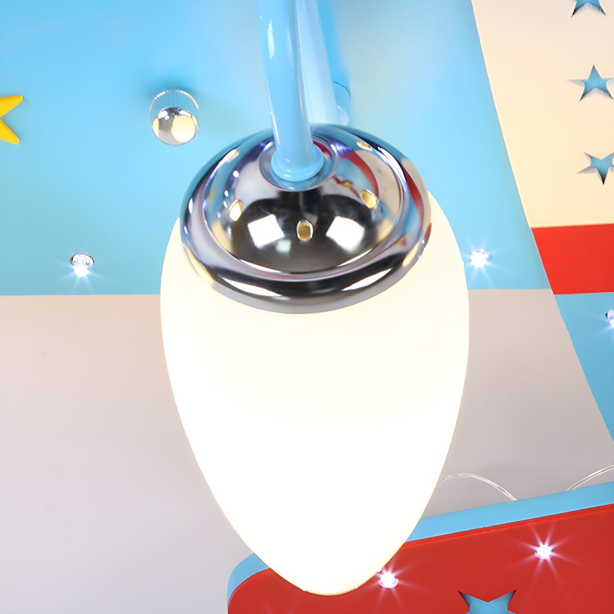 Kids Bedroom Blue Propeller Plane Flush Mount Light Image - 4