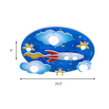 Kids Bedroom Blue Sky Airplane Flush Mount Ceiling Lamp Image - 10