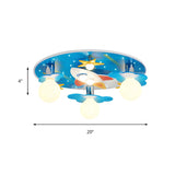 Kids Bedroom Blue Sky Airplane Flush Mount Ceiling Lamp Image - 7