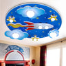 Kids Bedroom Blue Sky Airplane Flush Mount Ceiling Lamp Image - 8