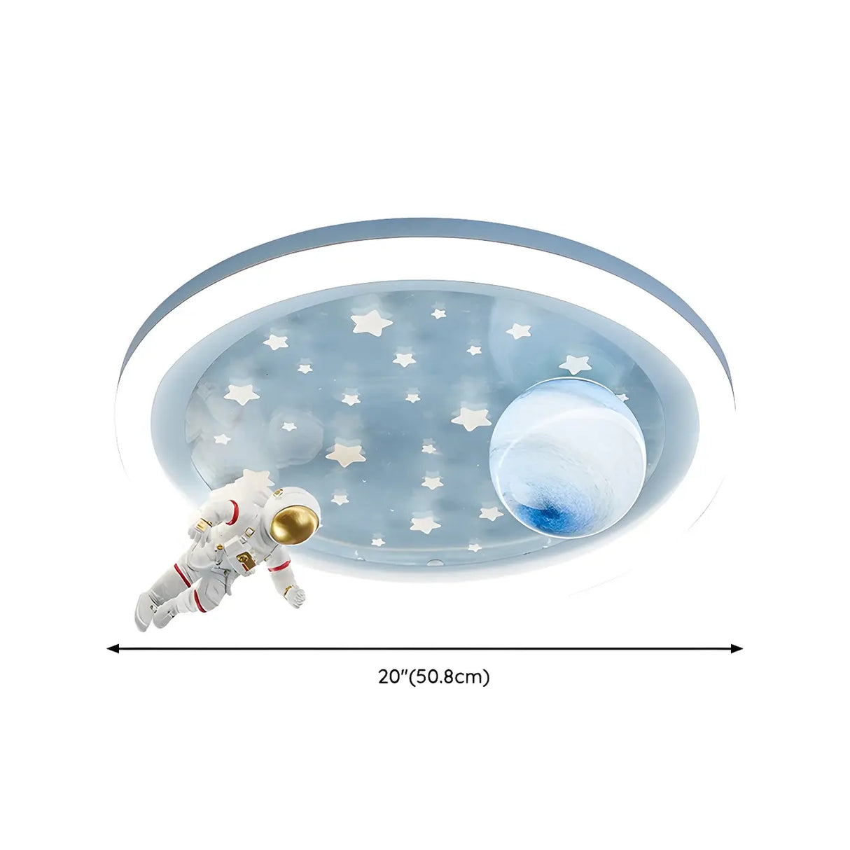 Kids Bedroom Blue Space-Themed Round Flush Mount Light 