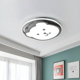 Kids Bedroom Cartoon Grey Bear LED Flush Mount Light Image - 2