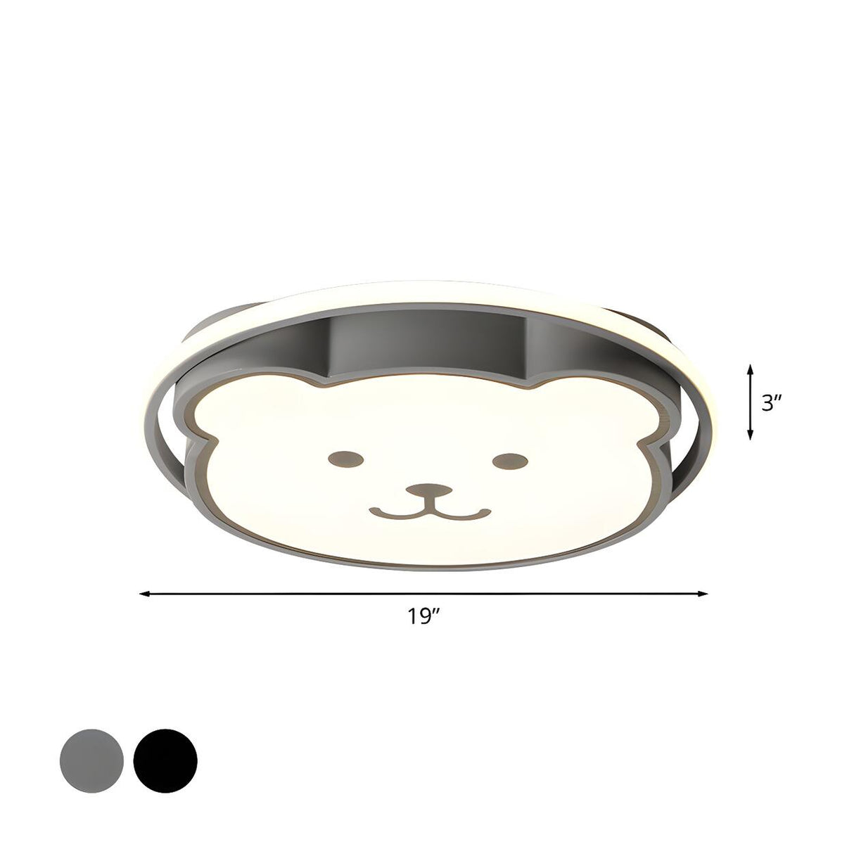 Kids Bedroom Cartoon Grey Bear LED Flush Mount Light Image - 4