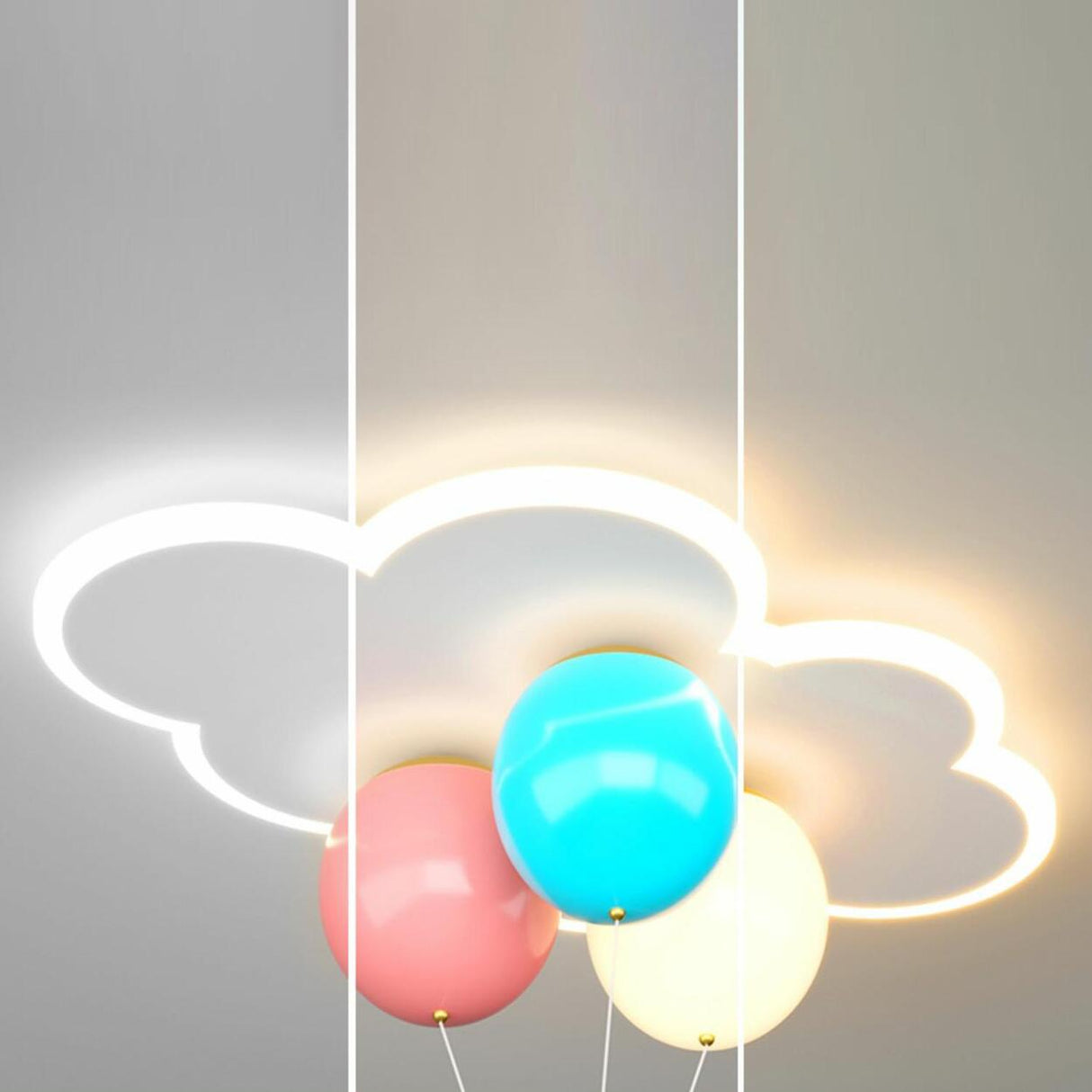 Kids Bedroom Colorful Balloon Cloud Flush Mount Light Image - 12