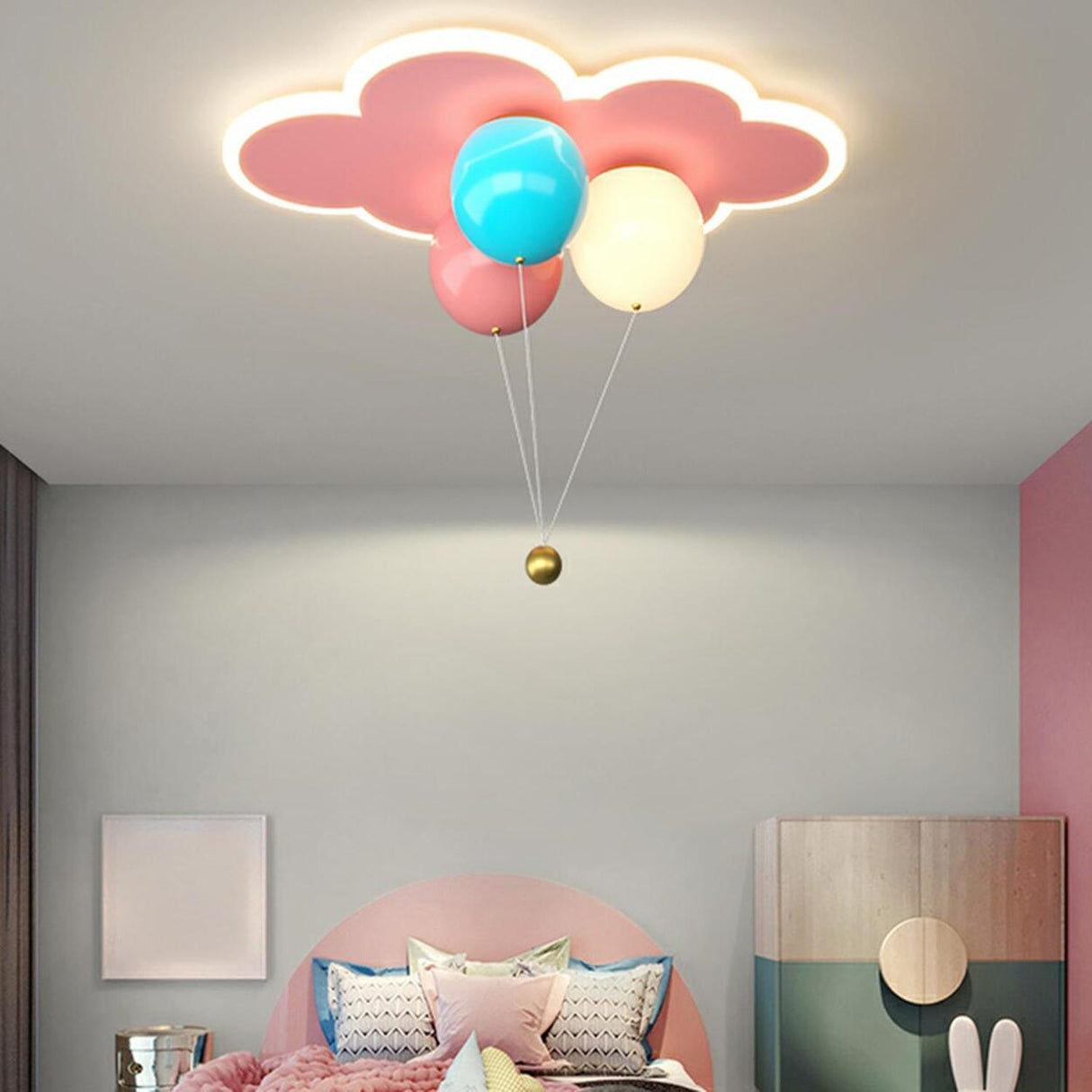 Kids Bedroom Colorful Balloon Cloud Flush Mount Light Image - 18