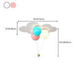 Kids Bedroom Colorful Balloon Cloud Flush Mount Light #size