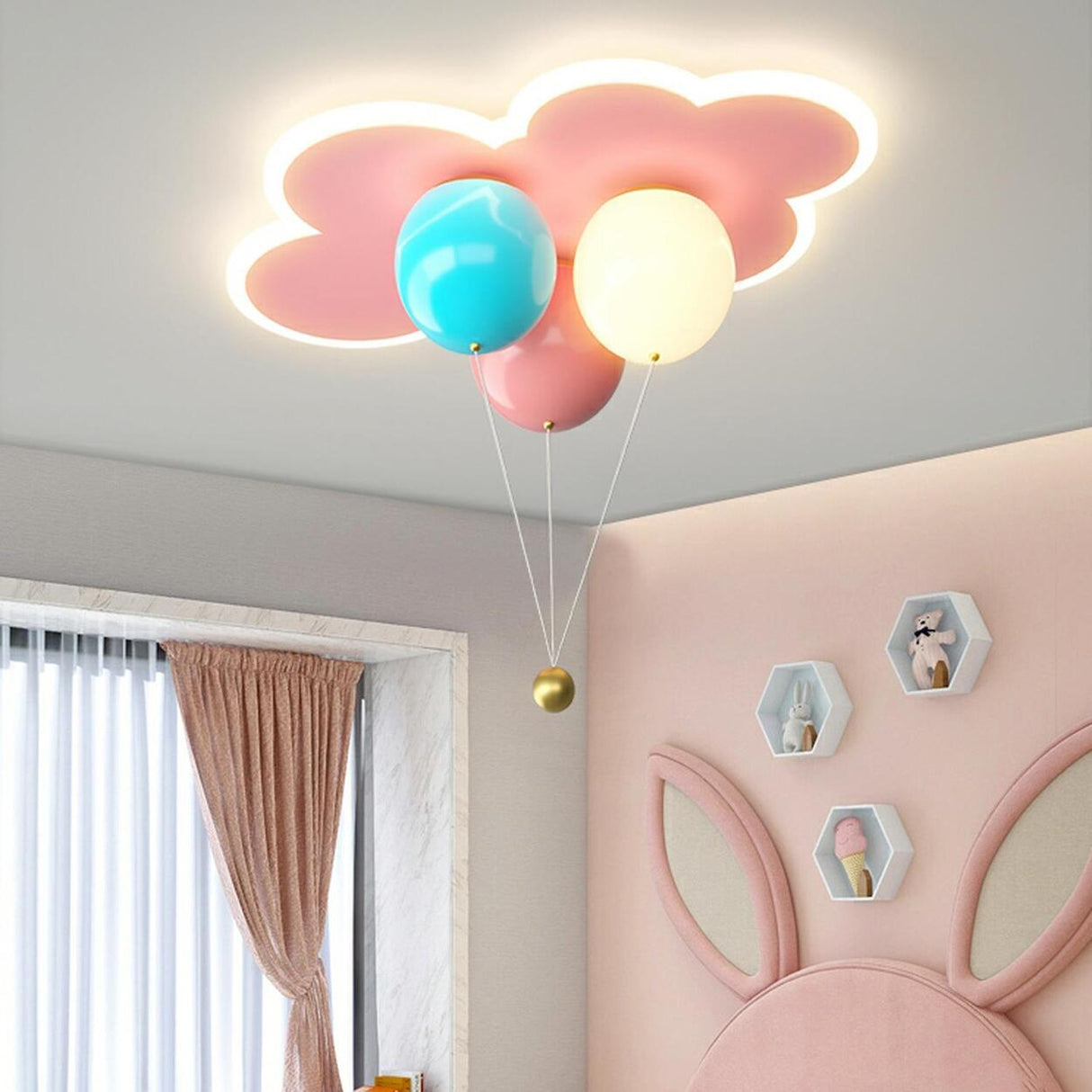 Kids Bedroom Colorful Balloon Cloud Flush Mount Light Image - 6