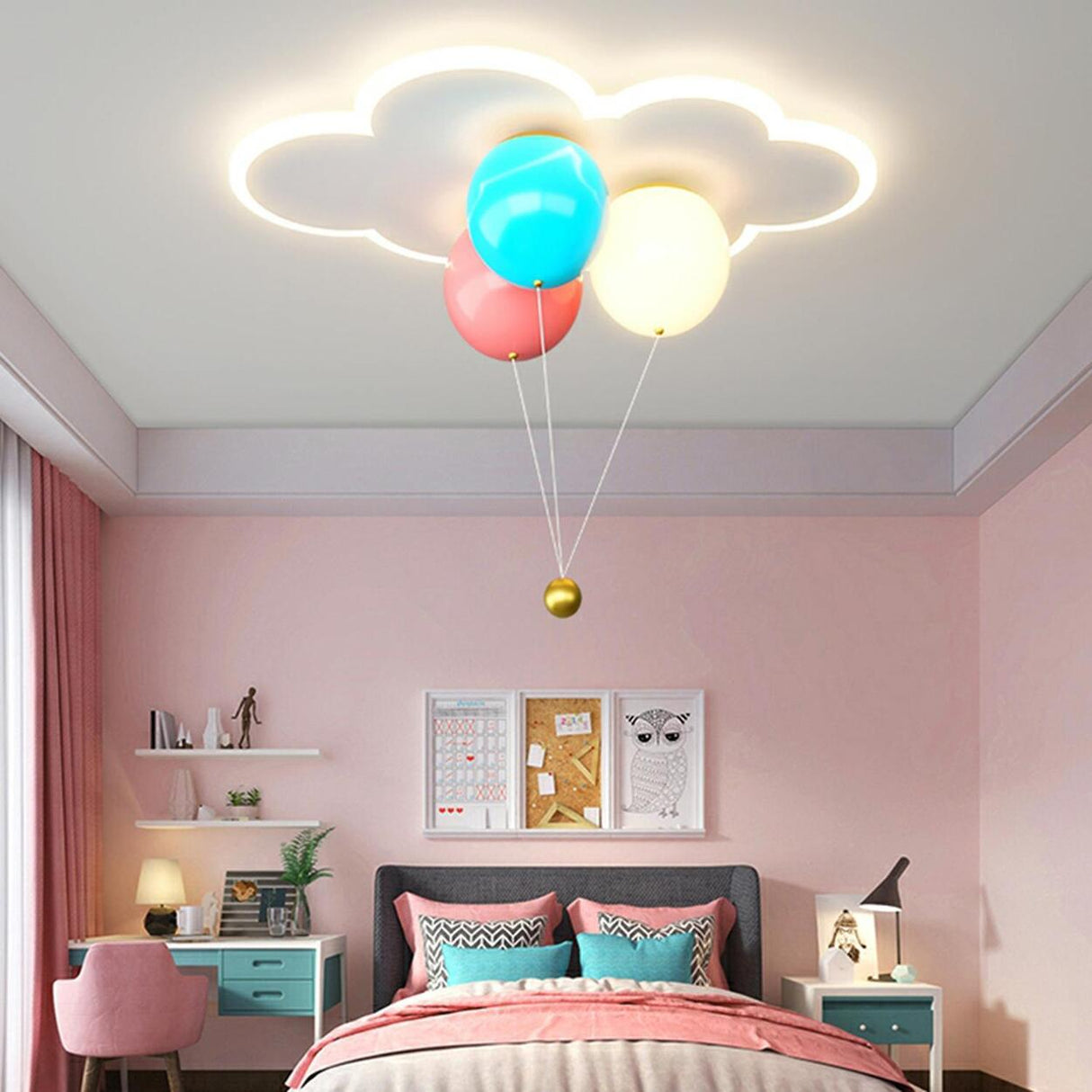 Kids Bedroom Colorful Balloon Cloud Flush Mount Light Image - 8