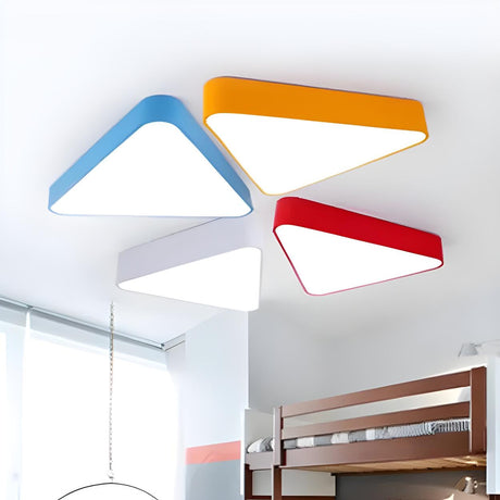 Kids Bedroom Colorful Triangle LED Flush Mount Light Image - 1