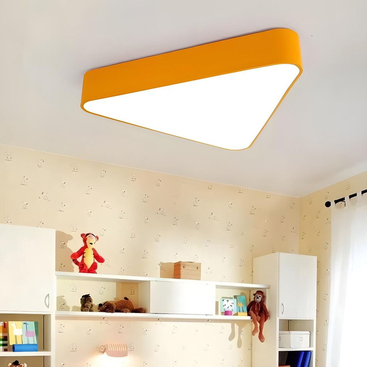 Kids Bedroom Colorful Triangle LED Flush Mount Light Image - 3